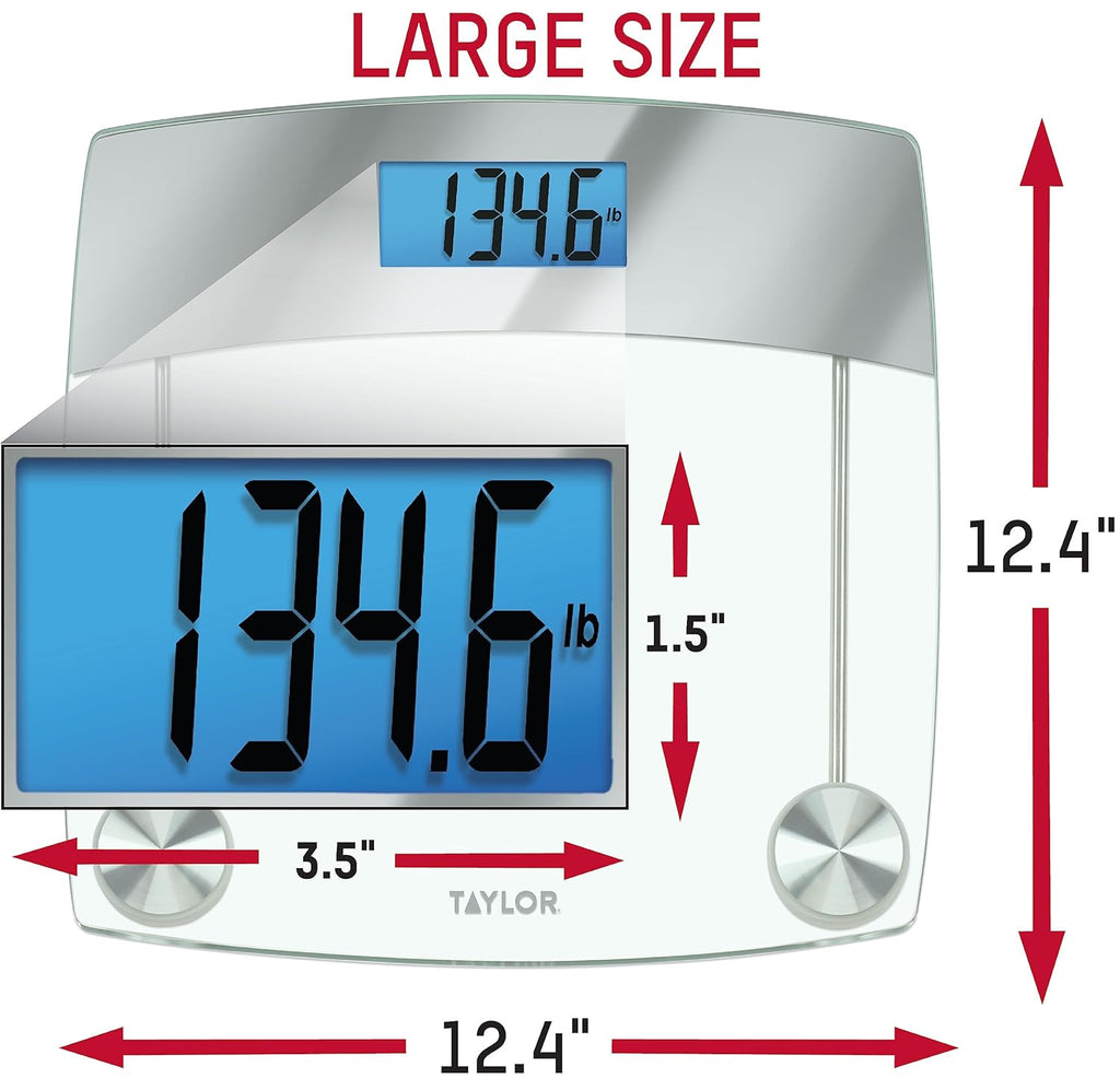 Taylor Digital Body Weight Scale with Glass Platform and Blue LCD Display

