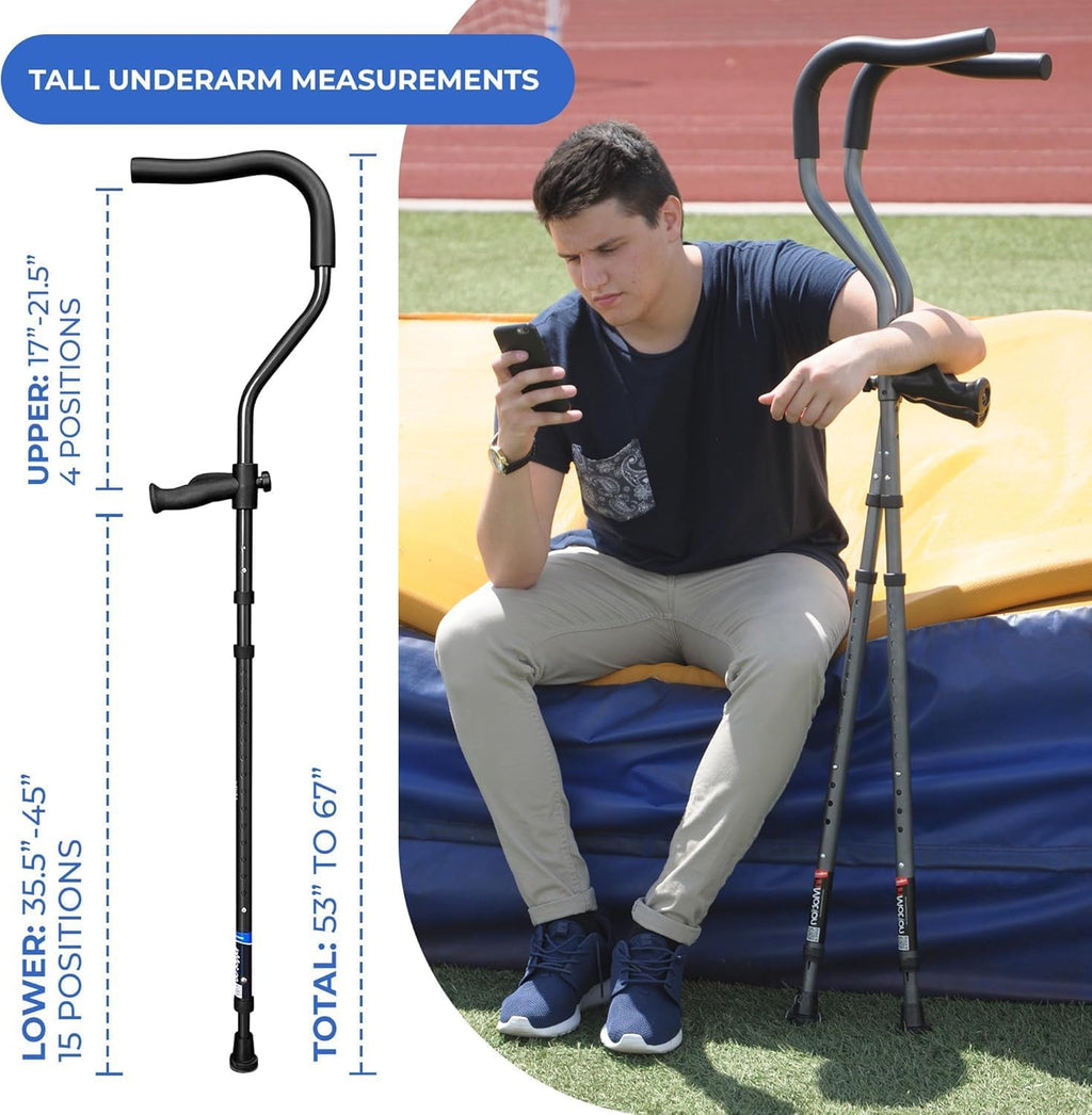 in-Motion Pro Foldable Crutches with Ergonomic Handles and Articulating Tips

