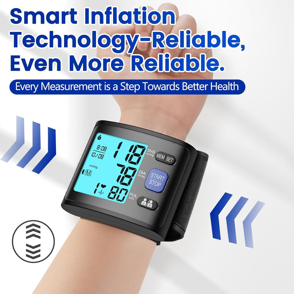 GUAEVER Automatic Wrist Blood Pressure Monitor with Backlit Display and Voice

