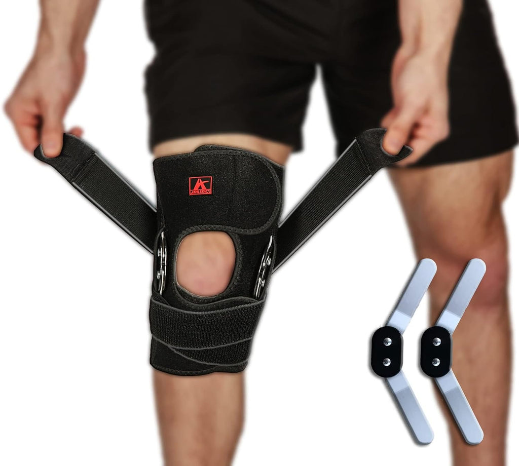 Hinged Knee Brace with Strap and Patella Stabilizers for Injury Recovery

