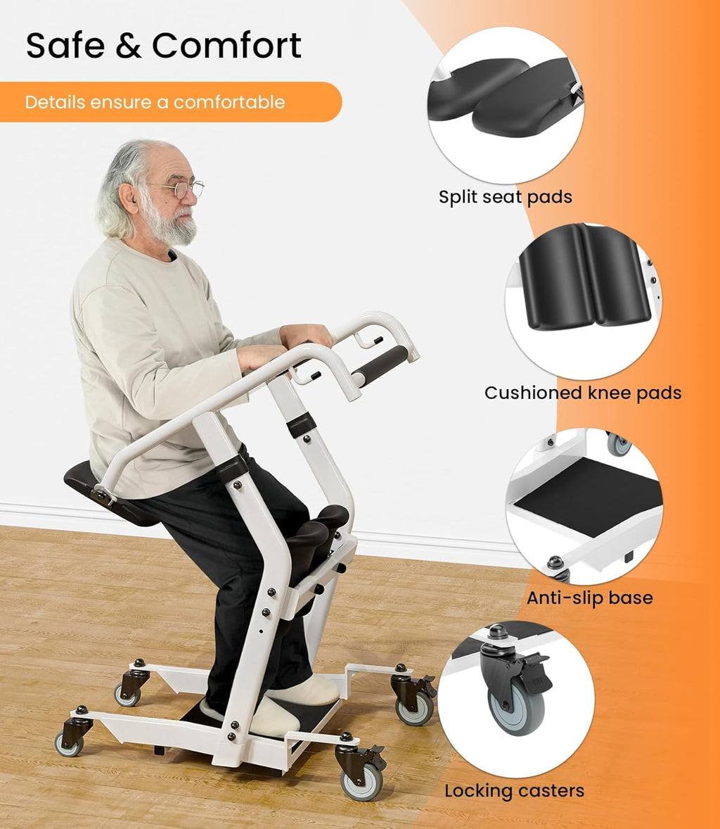 VOCIC Sit to Stand Lift Transfer Assist Chair with Wheels and Safety Lock Brakes

