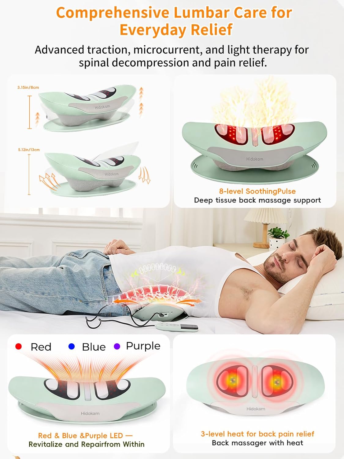 Smart Lower Back Massager with Warm Air Traction, Vibration & Pulse Therapy

