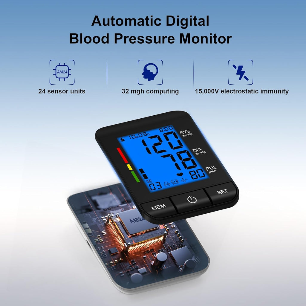 SDUNW Automatic Upper Arm Blood Pressure Monitor for Home Use with Dual-Size Cuffs


