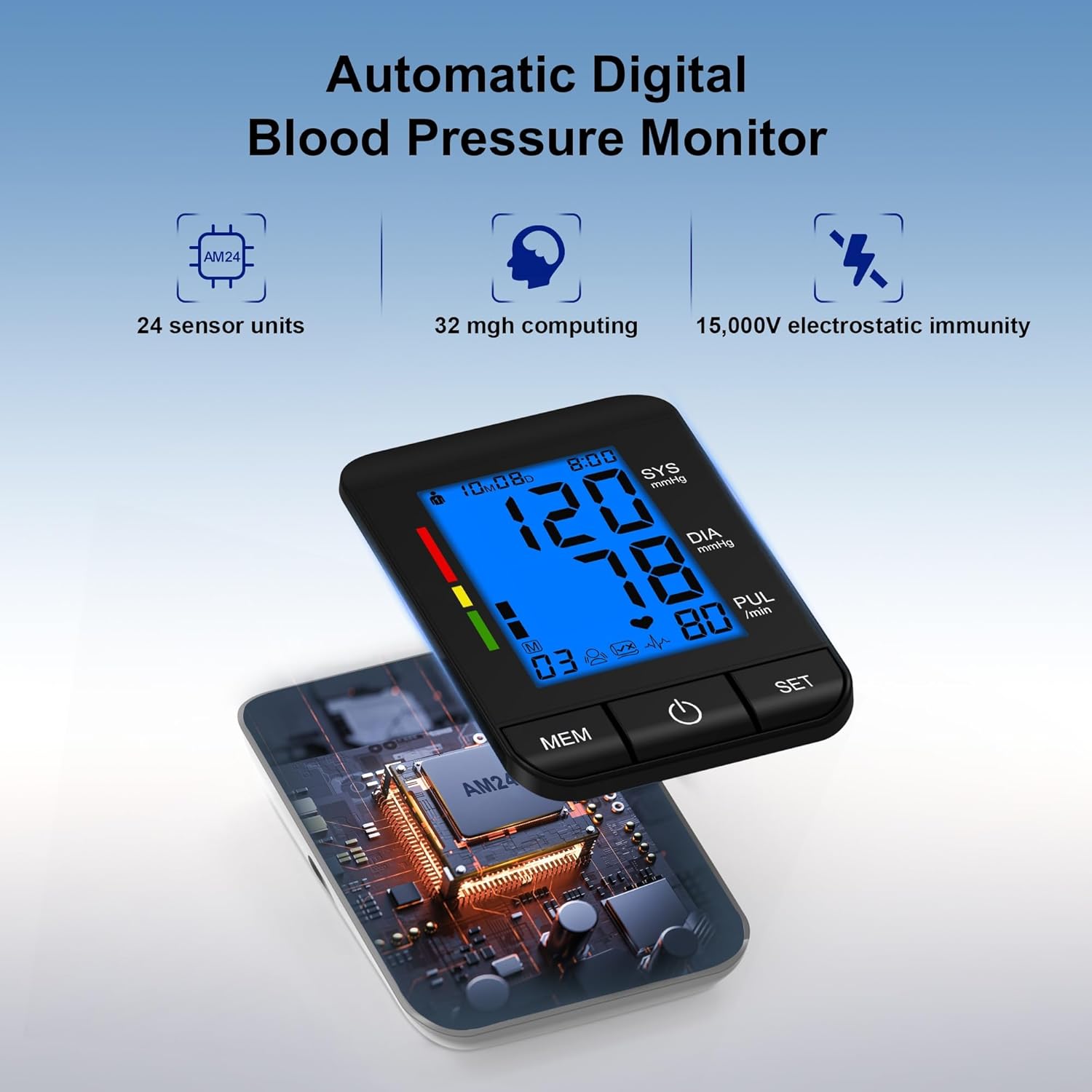 SDUNW Automatic Upper Arm Blood Pressure Monitor for Home Use with Dual-Size Cuffs

