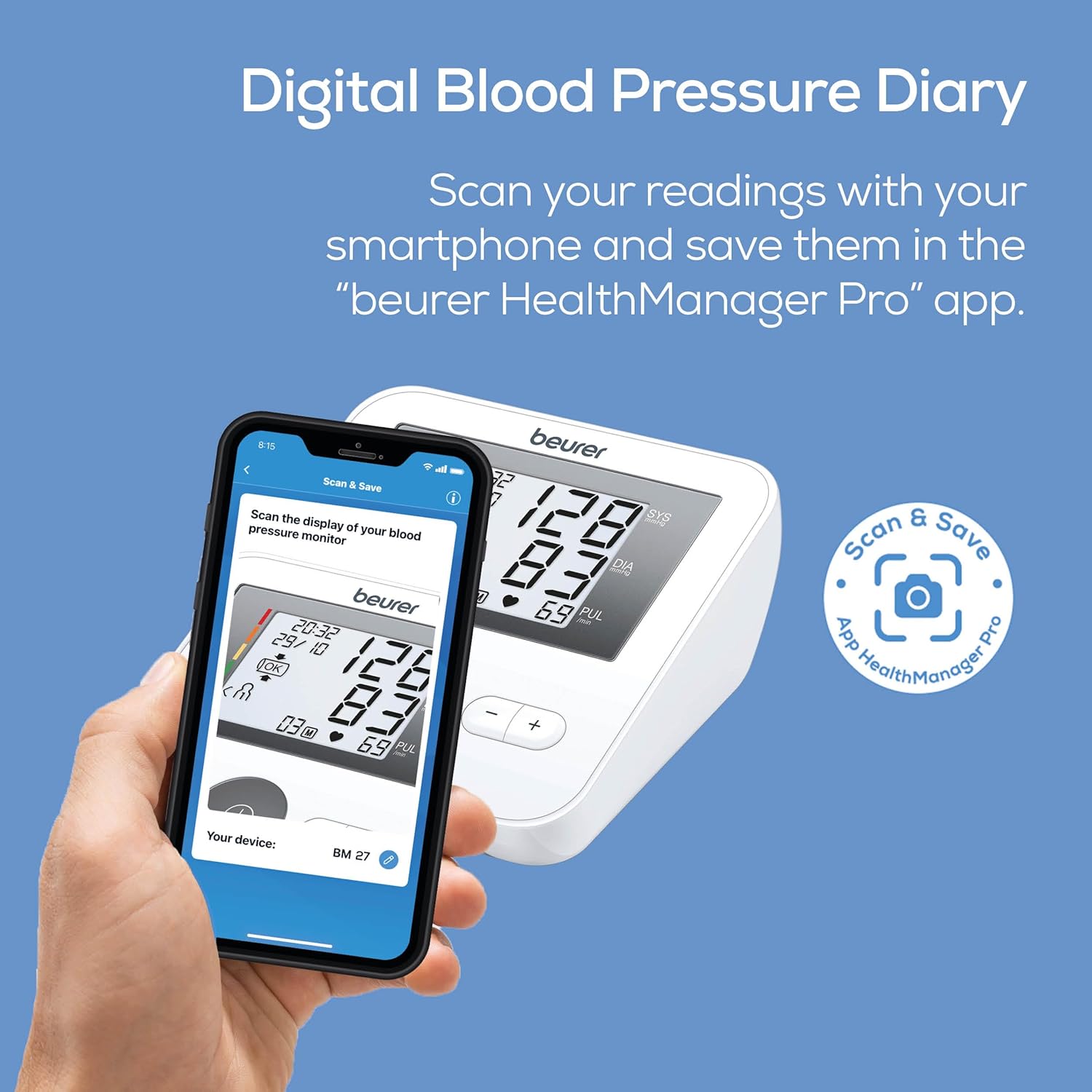 Beurer BM27 Upper Arm Blood Pressure Monitor with Adjustable Cuff, Irregular Heart Rate

