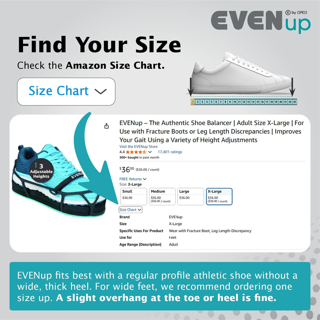 EVENup Shoe Lift for Walking Boot, Leg Length Discrepancy, Adjustable Heights

