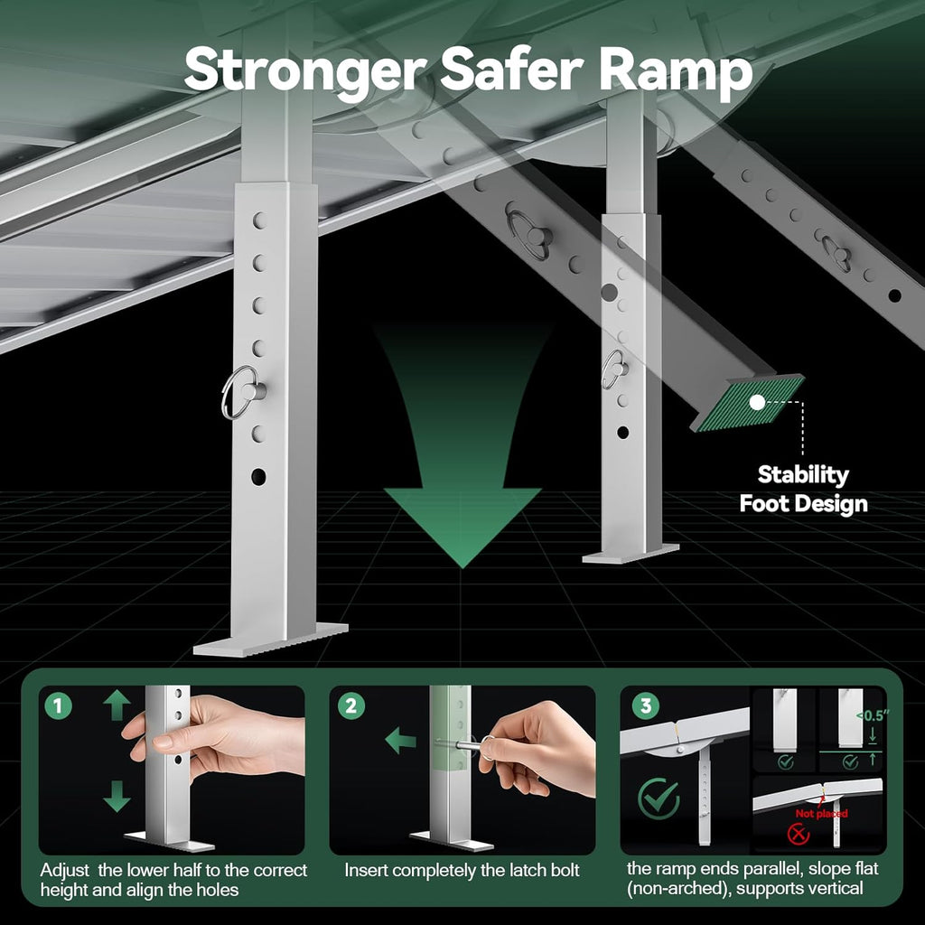TaiH Leo Foldable Aluminum Wheelchair Ramp with Non-Slip Surface and Support Legs

