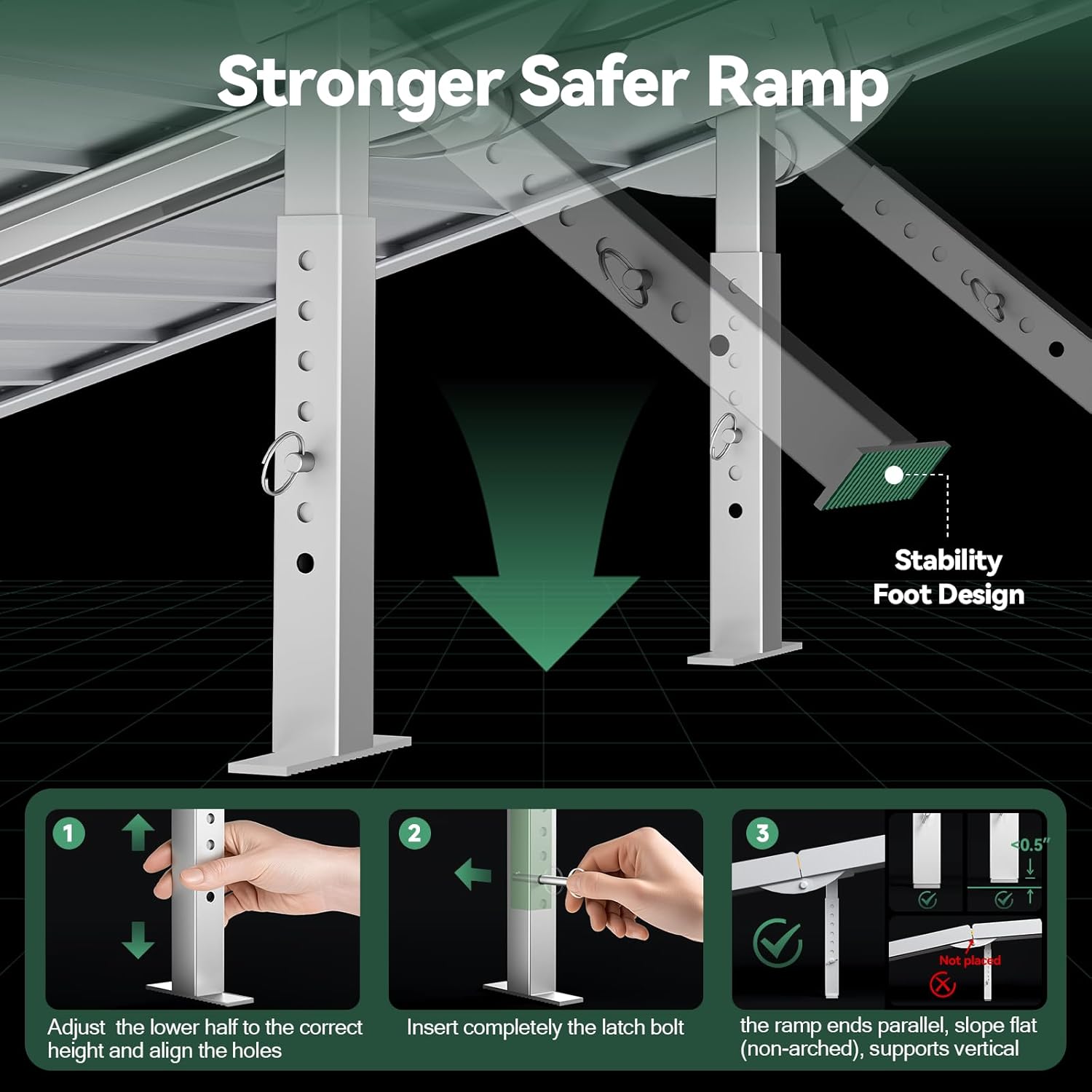 TaiH Leo Foldable Aluminum Wheelchair Ramp with Non-Slip Surface and Support Legs

