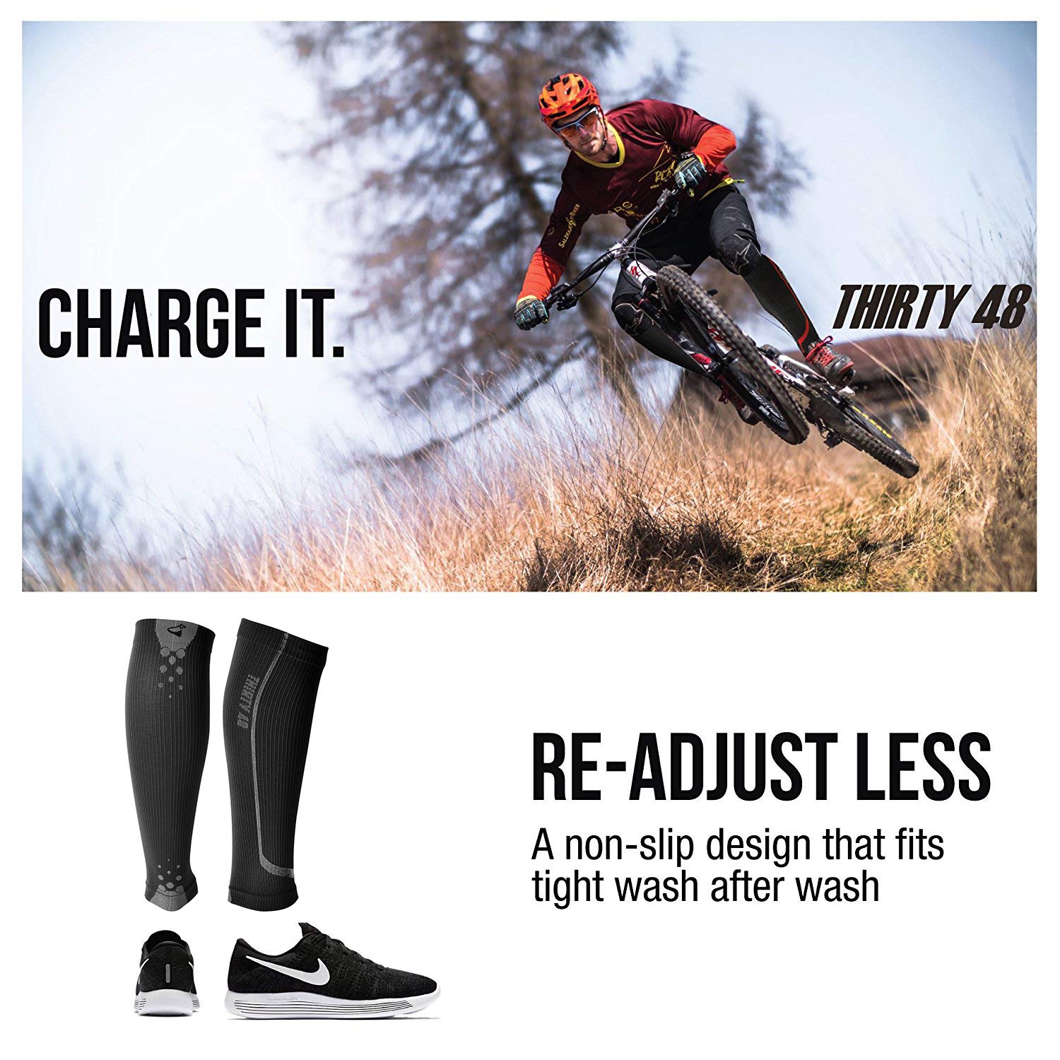 Thirty48 Graduated Calf Compression Sleeves 15-20 and 20-30 mmHg

