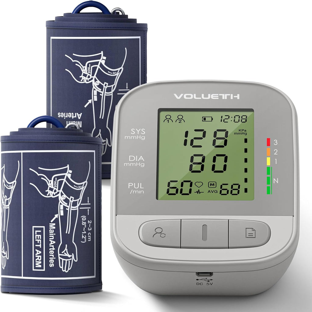 VOLUETH Upper Arm Blood Pressure Monitor for Kids and Adults with LCD Display


