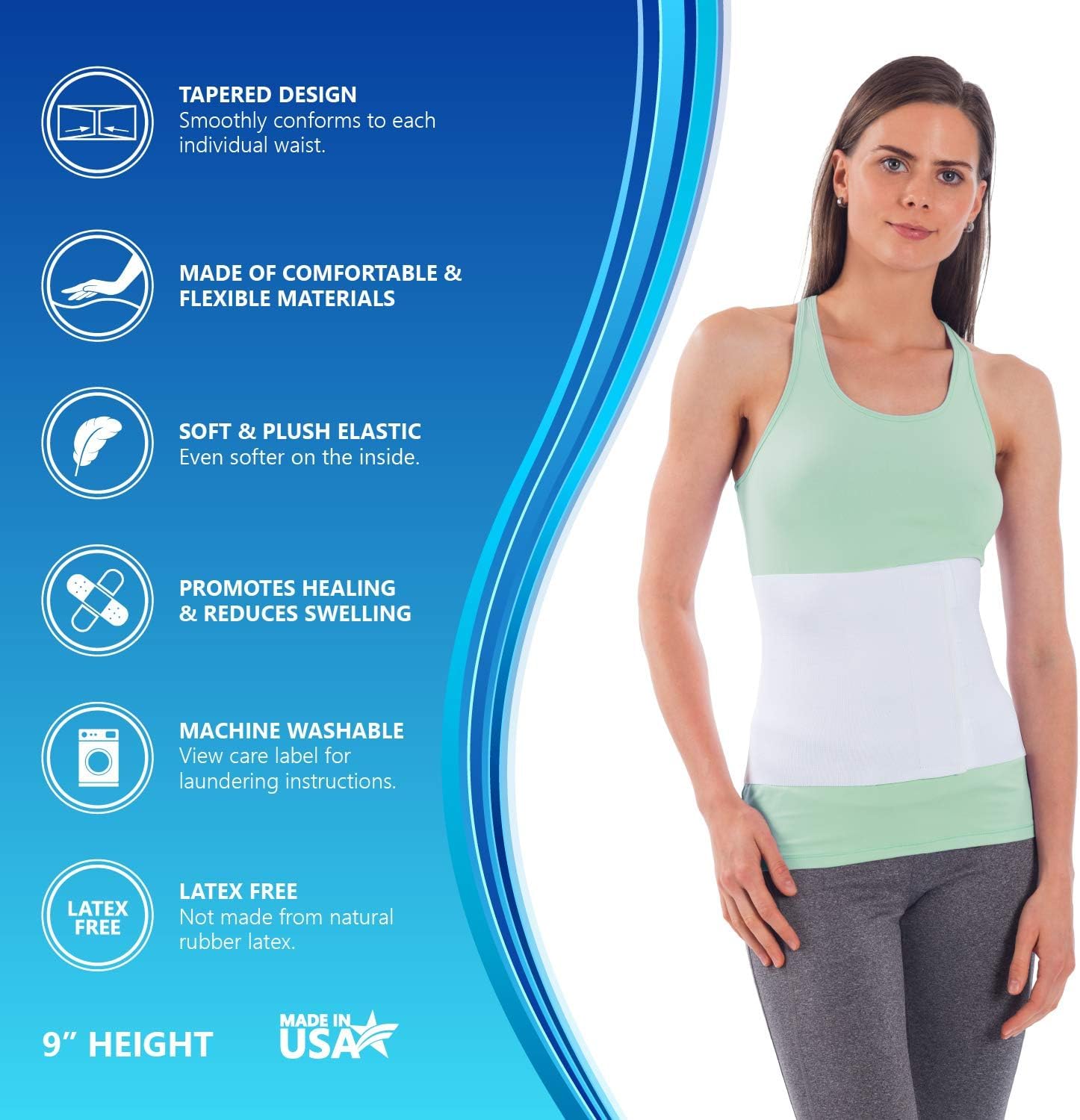 NYOrtho Tapered Abdominal Binder Firm Compression Wrap Breathable Stomach Support


