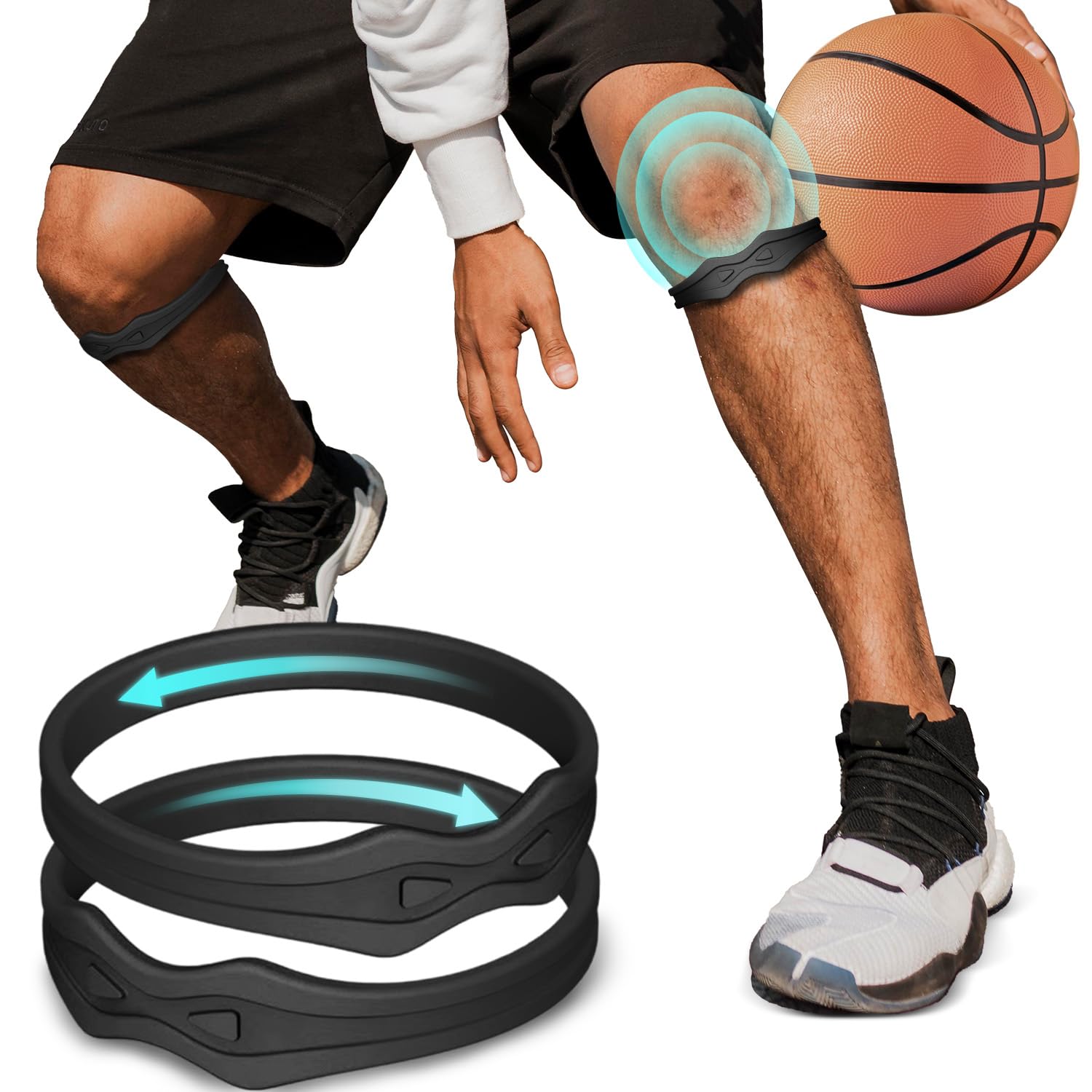 Fit Geno Patellar Tendon Support Knee Brace Strap, Adjustable Patella Band, 2 Pack

