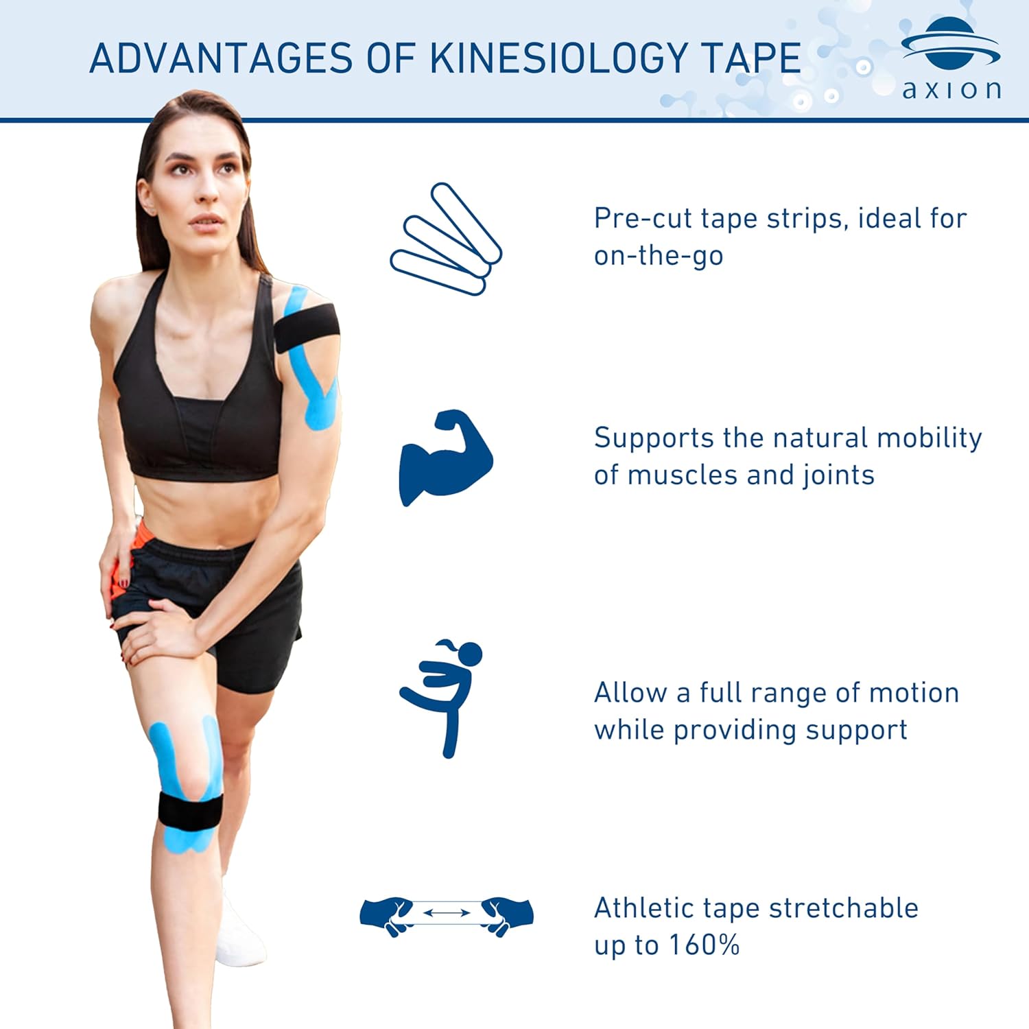 axion Kinesiology Tape cut-to-length multicolored sport tape for muscle support

