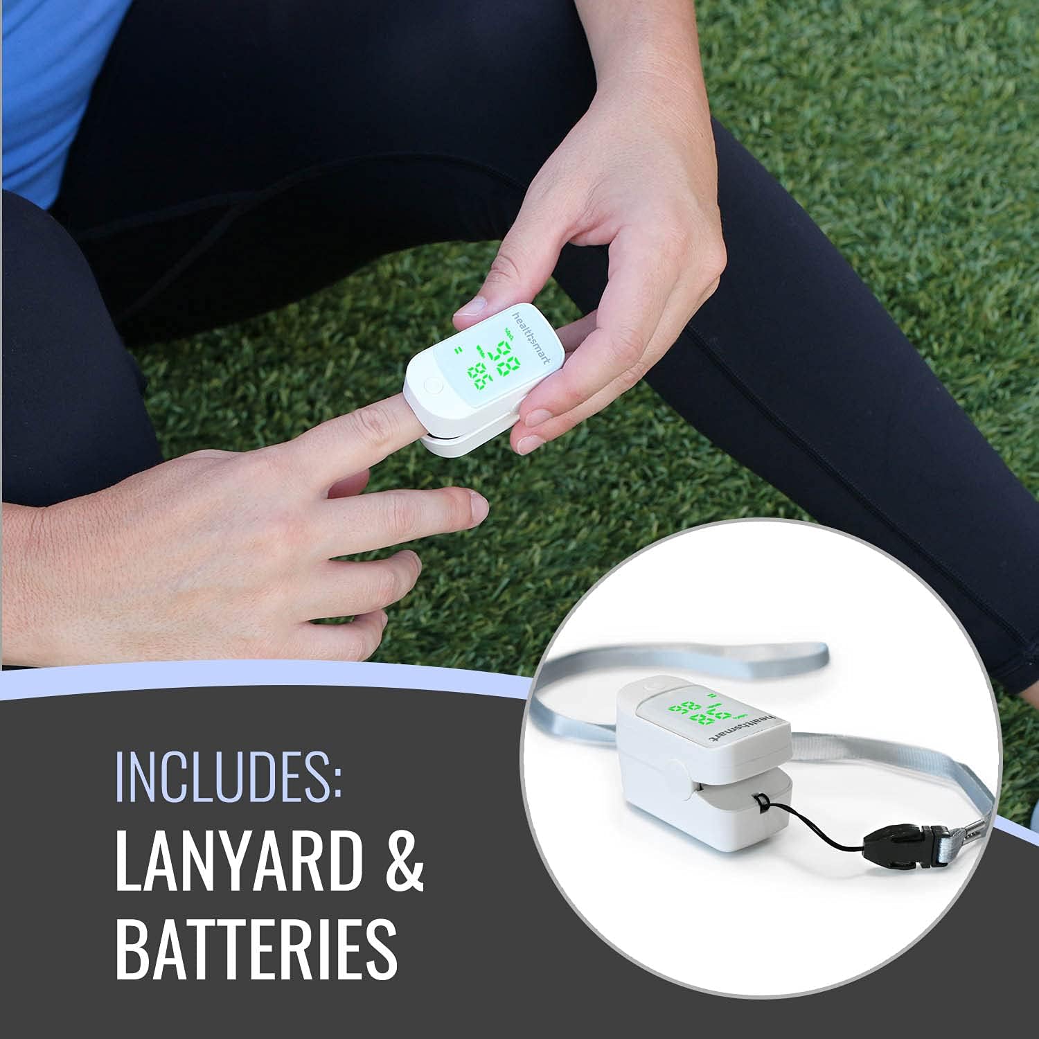 HealthSmart Fingertip Pulse Oximeter with LED Display SpO2 and Pulse Rate

