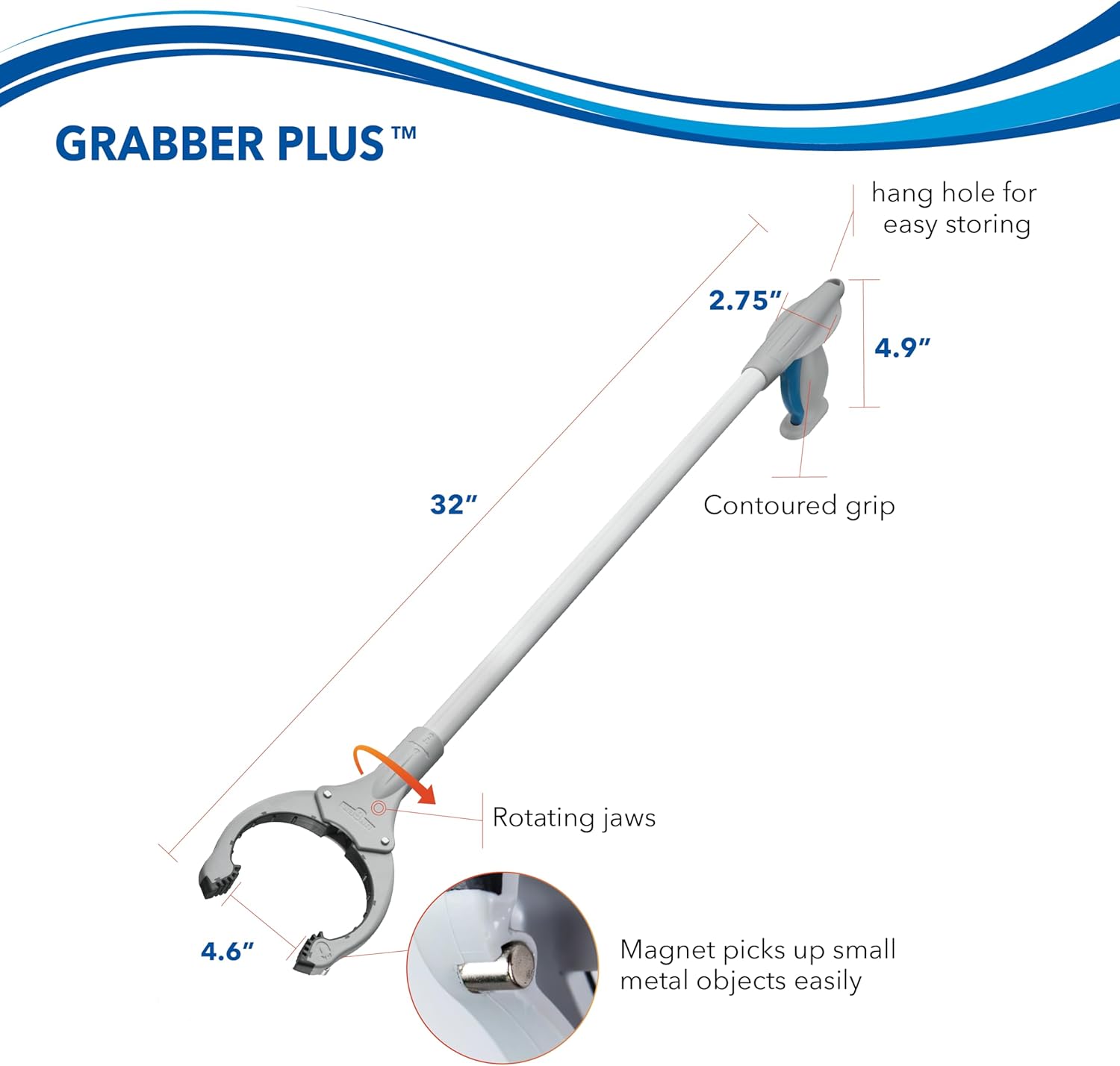 Unger 32 in Reacher Tool and Trash Picker Upper with Built-In Magnet

