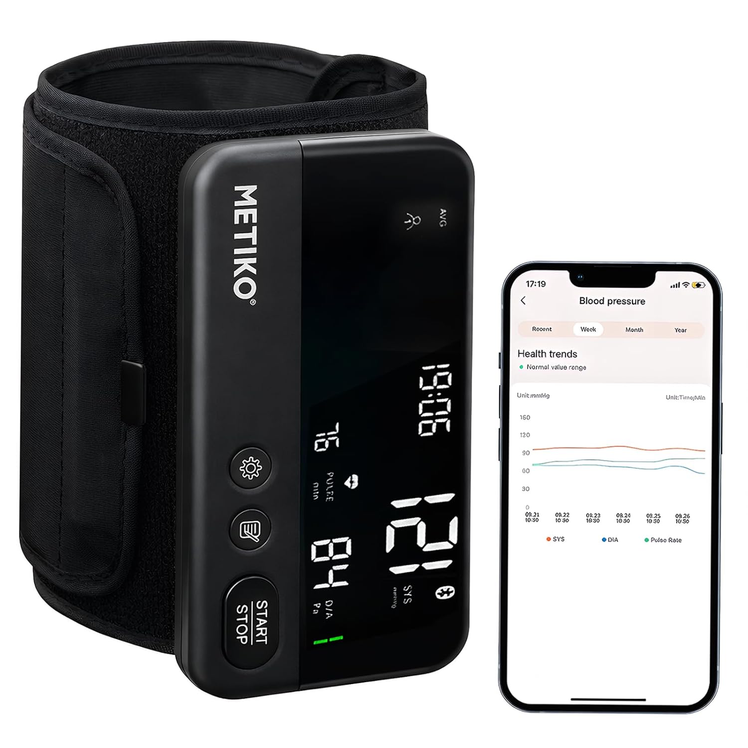 Upper Arm Bluetooth Blood Pressure Monitor, App-Enabled Digital BP Machine

