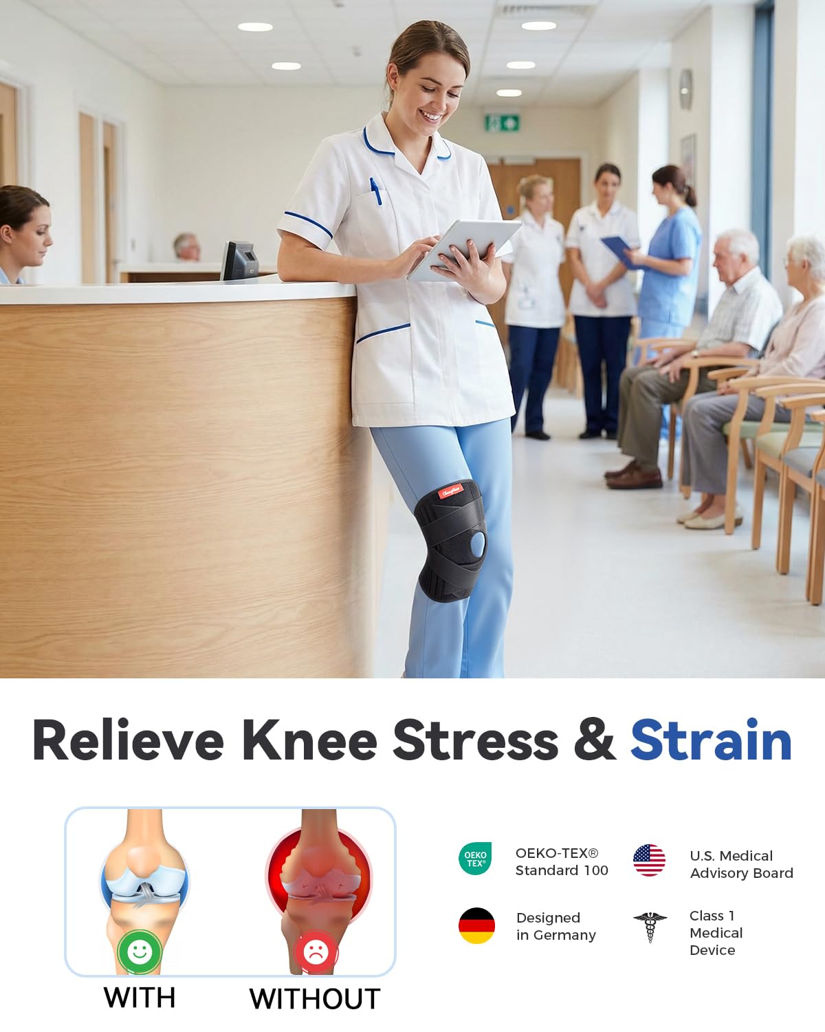 Medical Knee Brace with Side Stabilizers for Knee Pain, ACL MCL Meniscus Support


