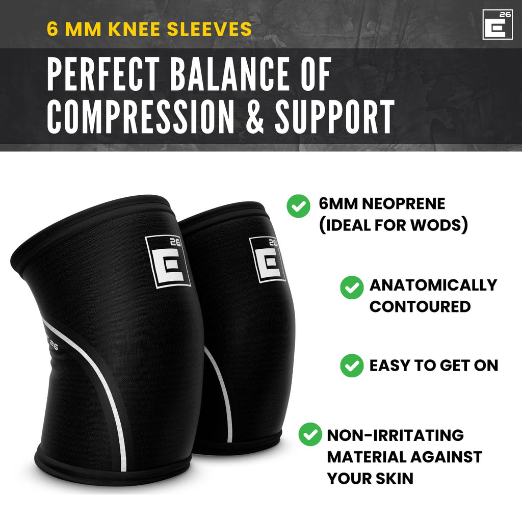 Element 26 Knee Sleeves for Weightlifting, 6mm Neoprene Compression Pair

