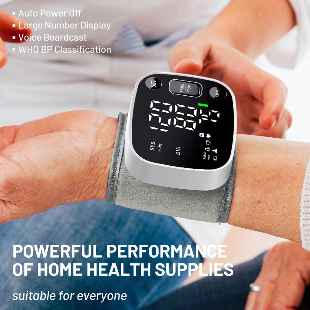 Oklar Rechargeable Wrist Cuff Blood Pressure Monitor, Dual User, LED, Voice, 240

