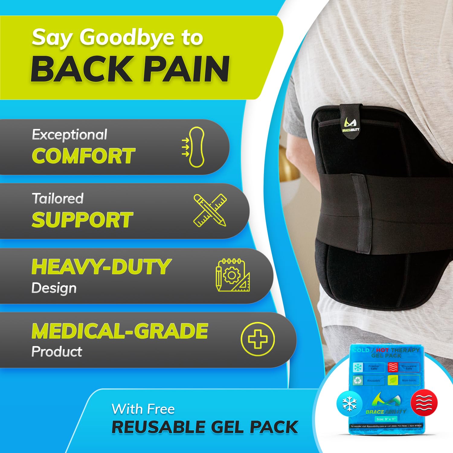 BraceAbility LSO Back Brace for Herniated Disc, Sciatica, Lumbar Spinal Support

