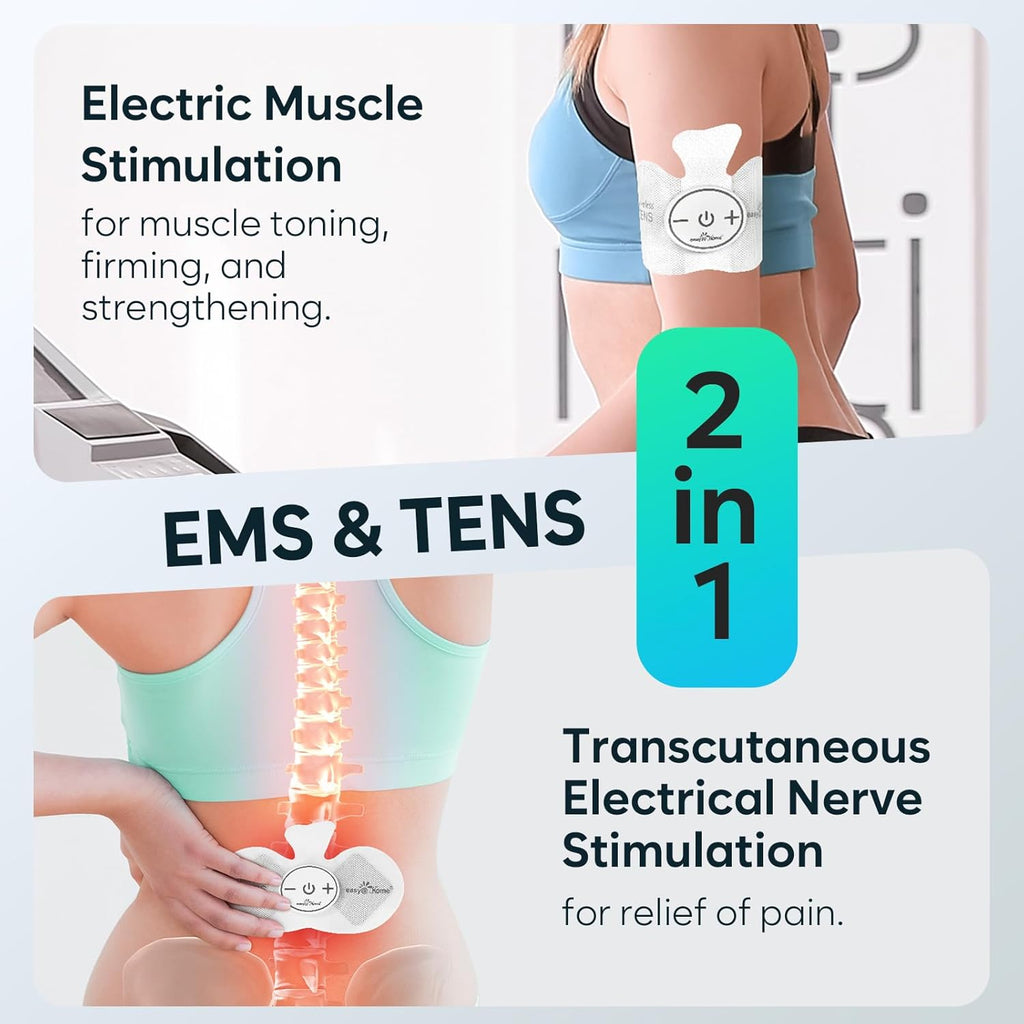 Easy@Home Wireless TENS Unit with MyPainOff App Remote Control, EMS/TENS Massager

