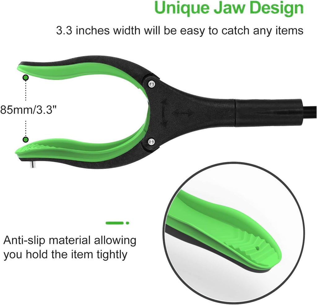 Jellas 2-Pack 32 Inch Grabber Reacher Tool Magnetic Tip 360 Rotating Jaw Shoe Horn

