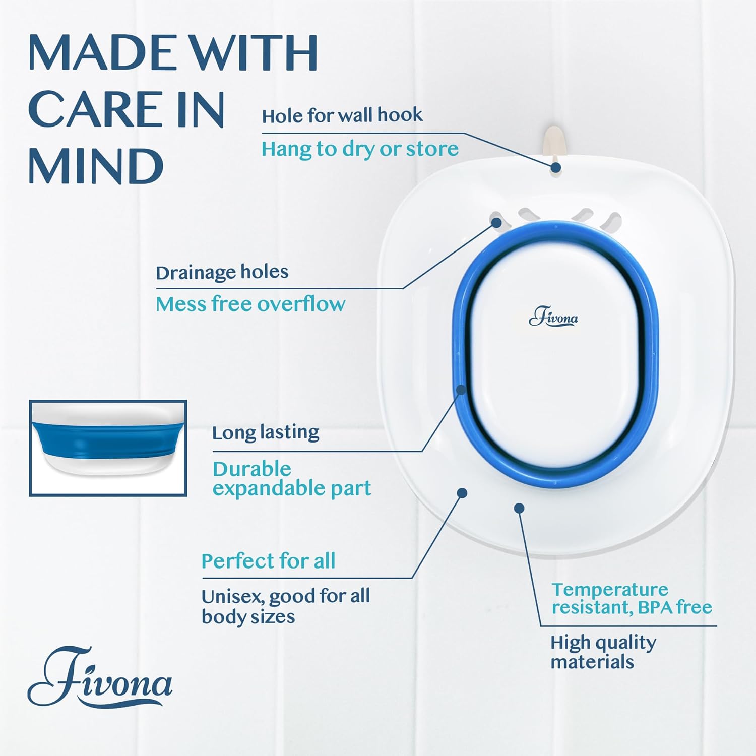 Fivona Foldable Sitz Bath Basin and Massage Hand Bidet Cleansing Tool

