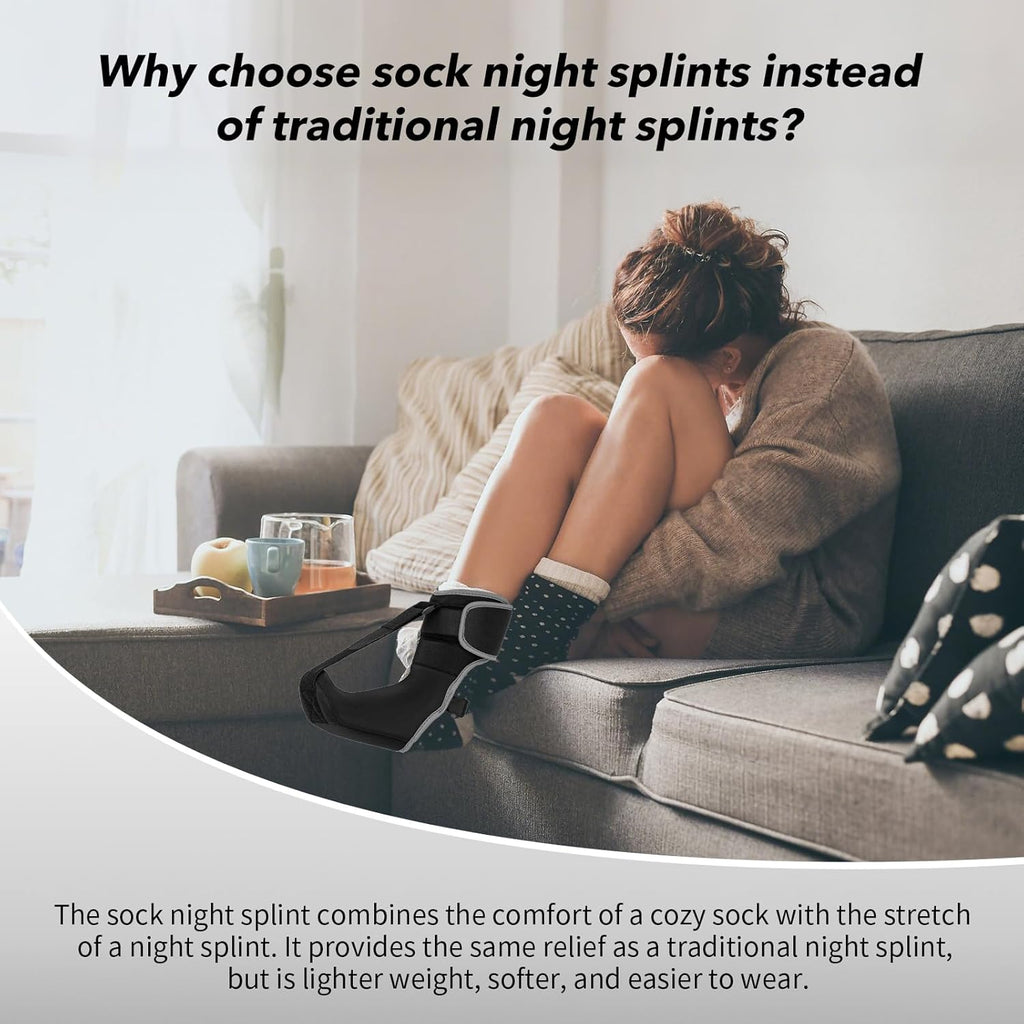 Plantar Fasciitis Night Splint Sock with Massage Ball for Heel Pain Relief

