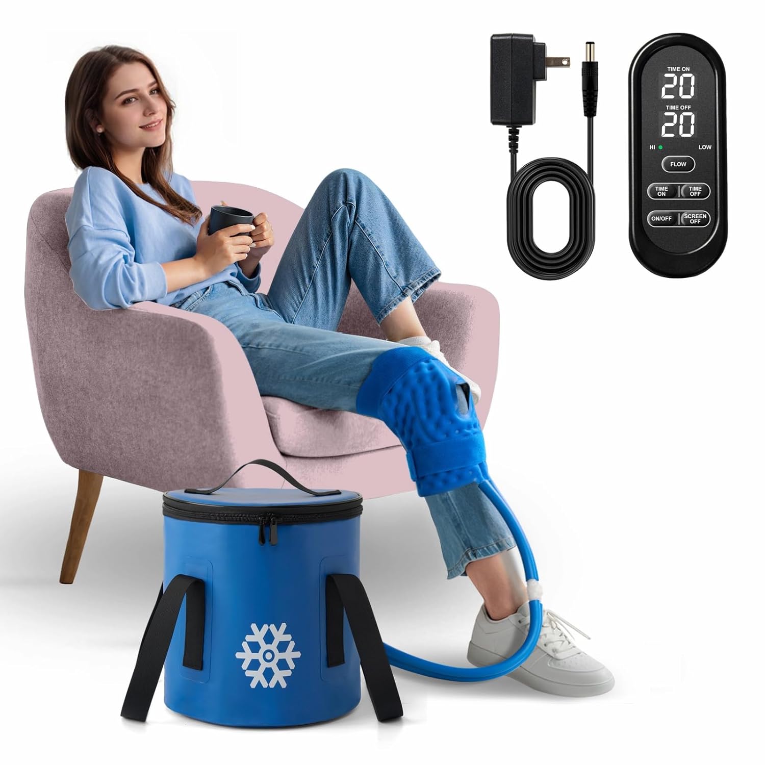 GALINAND Portable Cold Therapy Machine for Knee After Surgery, Ice Compression Wrap

