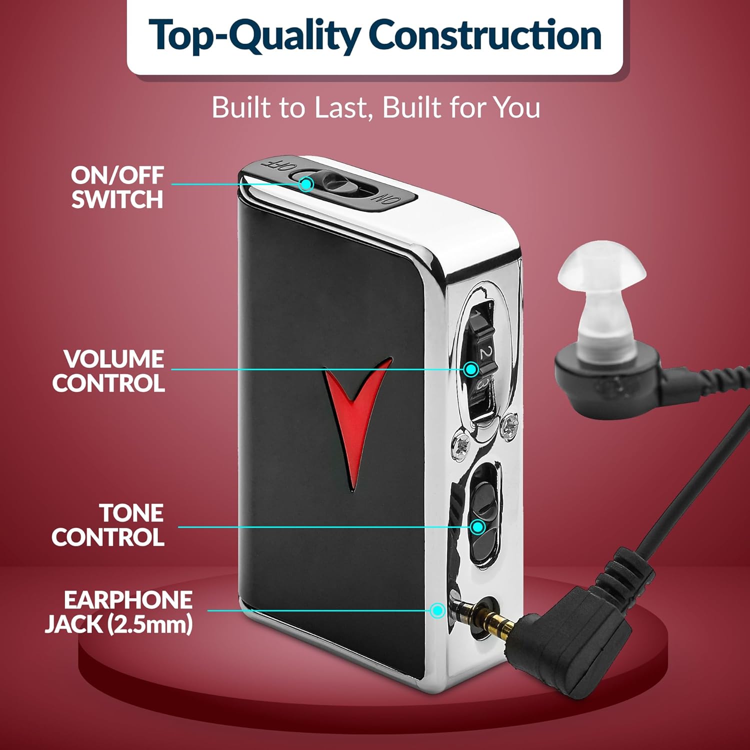 MEDca Personal Sound Amplifier Voice Enhancer, 50 dB Gain, up to 100 ft

