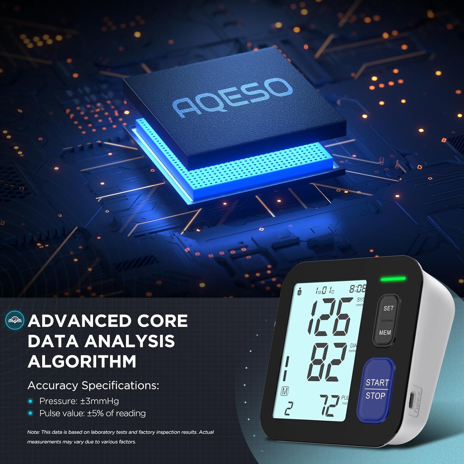 AQESO Upper Arm Blood Pressure Monitor with 3 Adjustable Cuffs, Digital BP Machine

