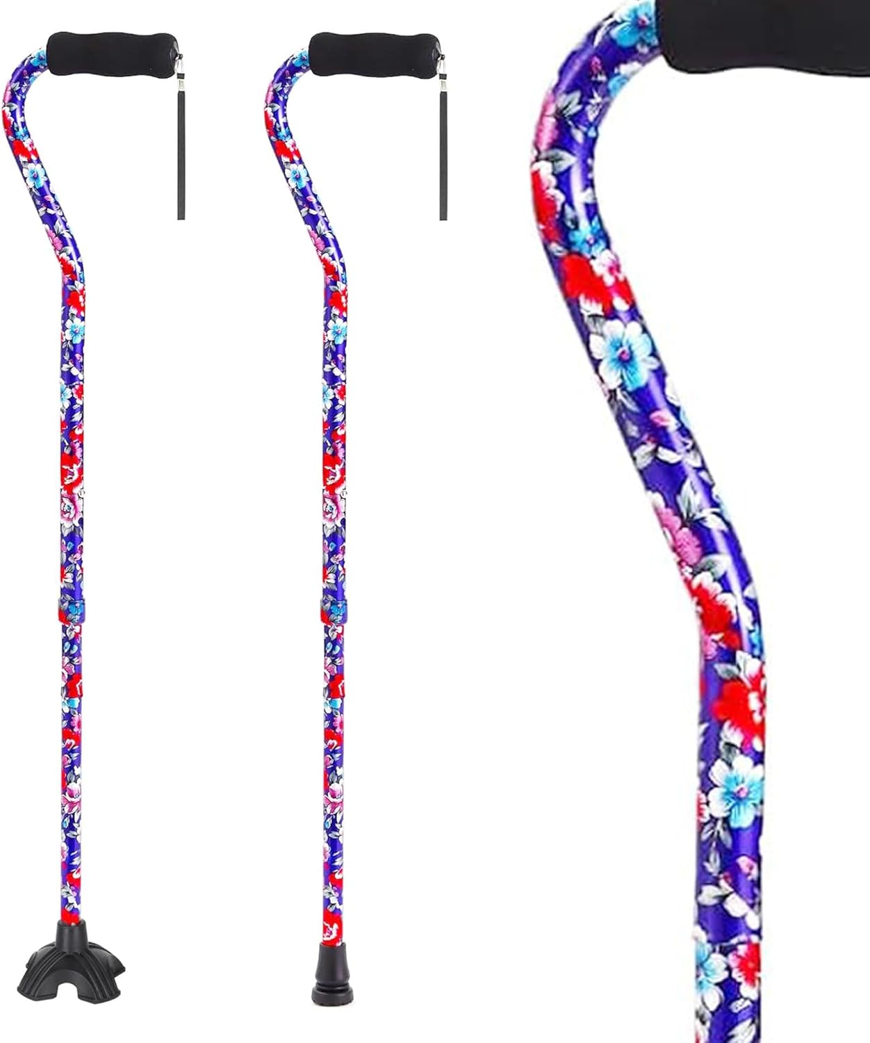 Foldable Adjustable Walking Cane with Self-Standing Tip for Seniors

