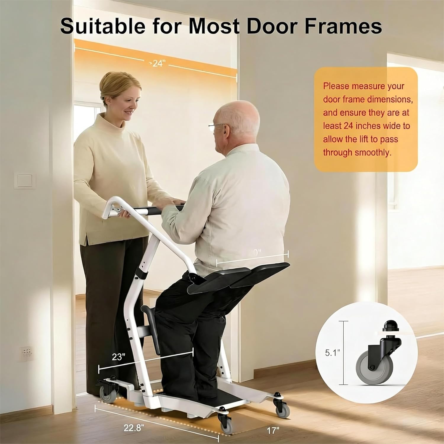 WHLICKS Stand Assist Lift Chair Sit-to-Stand Patient Transfer Mobility Aid, 5 Heights

