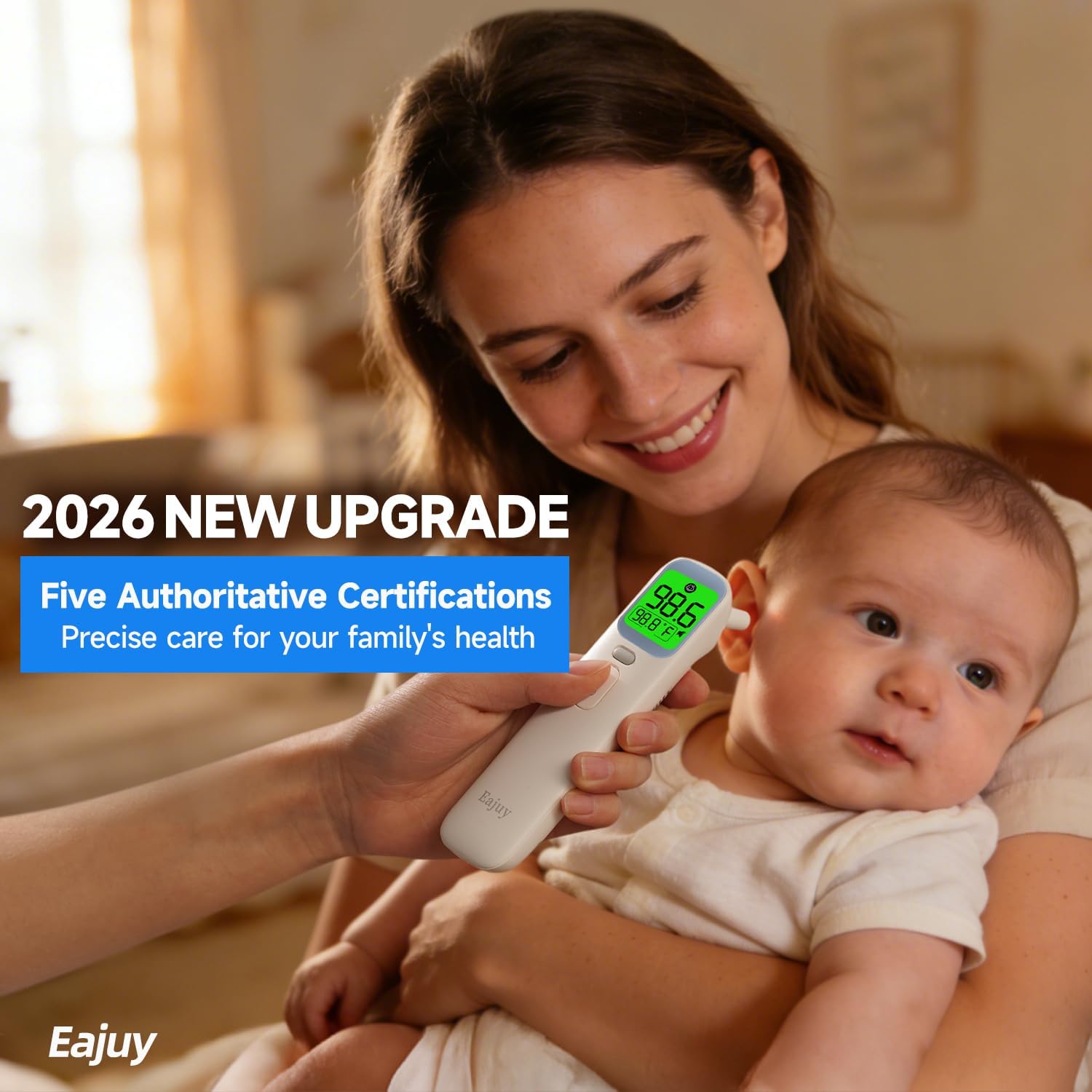 No-Touch Digital Infrared Thermometer for Forehead and Ear, Fever Alert

