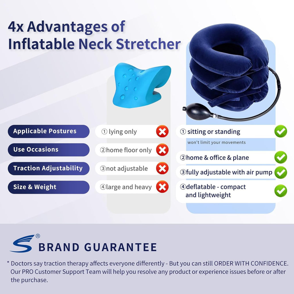 Cervical Neck Traction Device Inflatable Adjustable Neck Stretcher Support Brace

