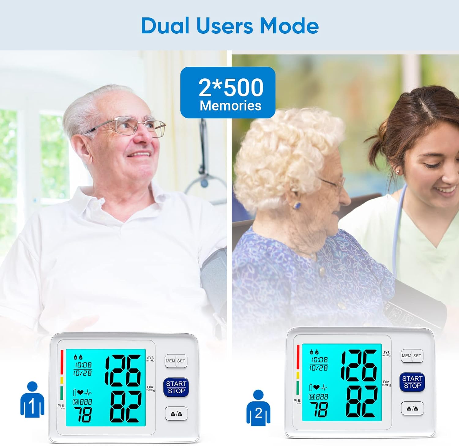 Blood Pressure Machine for Home Use with Backlit Display and Upper Arm Sleeve

