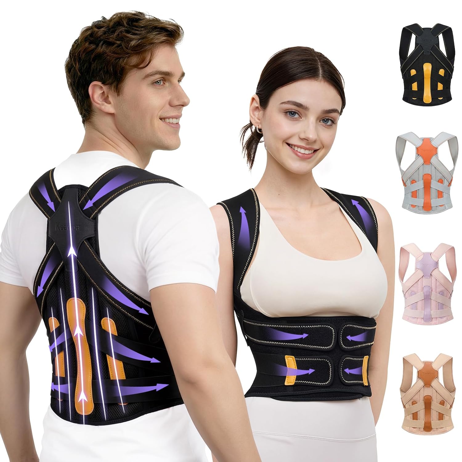 Posture Corrector Brace for Women & Men, Adjustable Shoulder Straightener, 5-Rod Support

