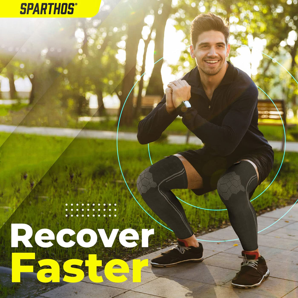 Sparthos Full Leg Compression Sleeves for Calf, Knee and Thigh Recovery Support

