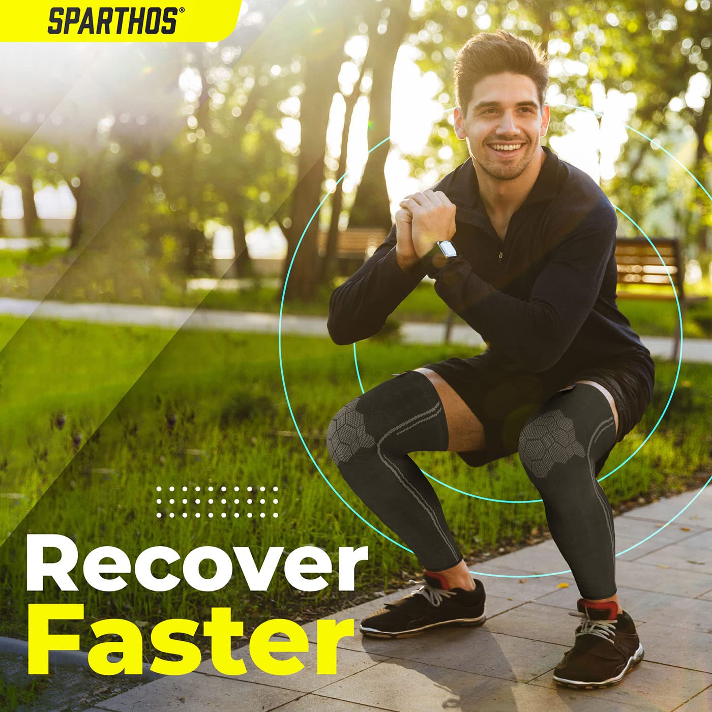 Sparthos Full Leg Compression Sleeves for Calf, Knee and Thigh Recovery Support


