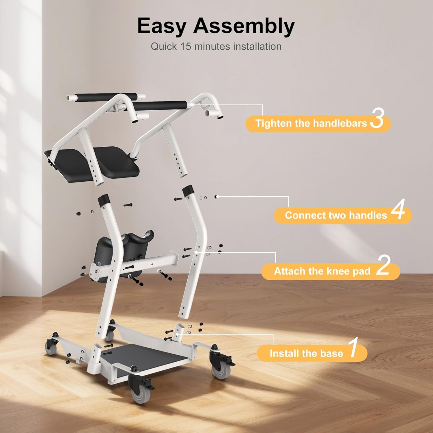 WHLICKS Stand Assist Lift Chair Sit-to-Stand Patient Transfer Mobility Aid, 5 Heights

