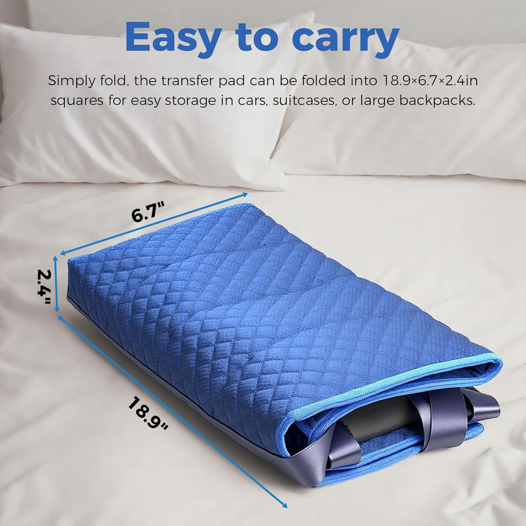 Heavy-Duty Wheelchair Transfer Pad 260 lb Capacity Oxford Fabric, 8 Sponge Handles

