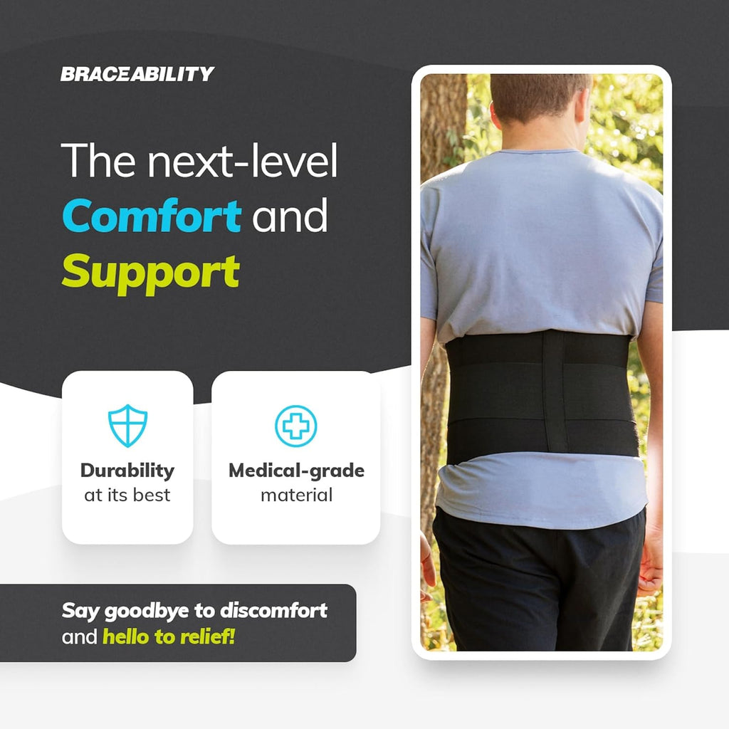 BraceAbility Elastic Low Back Brace Compression Lumbar Support Belt for Sciatica

