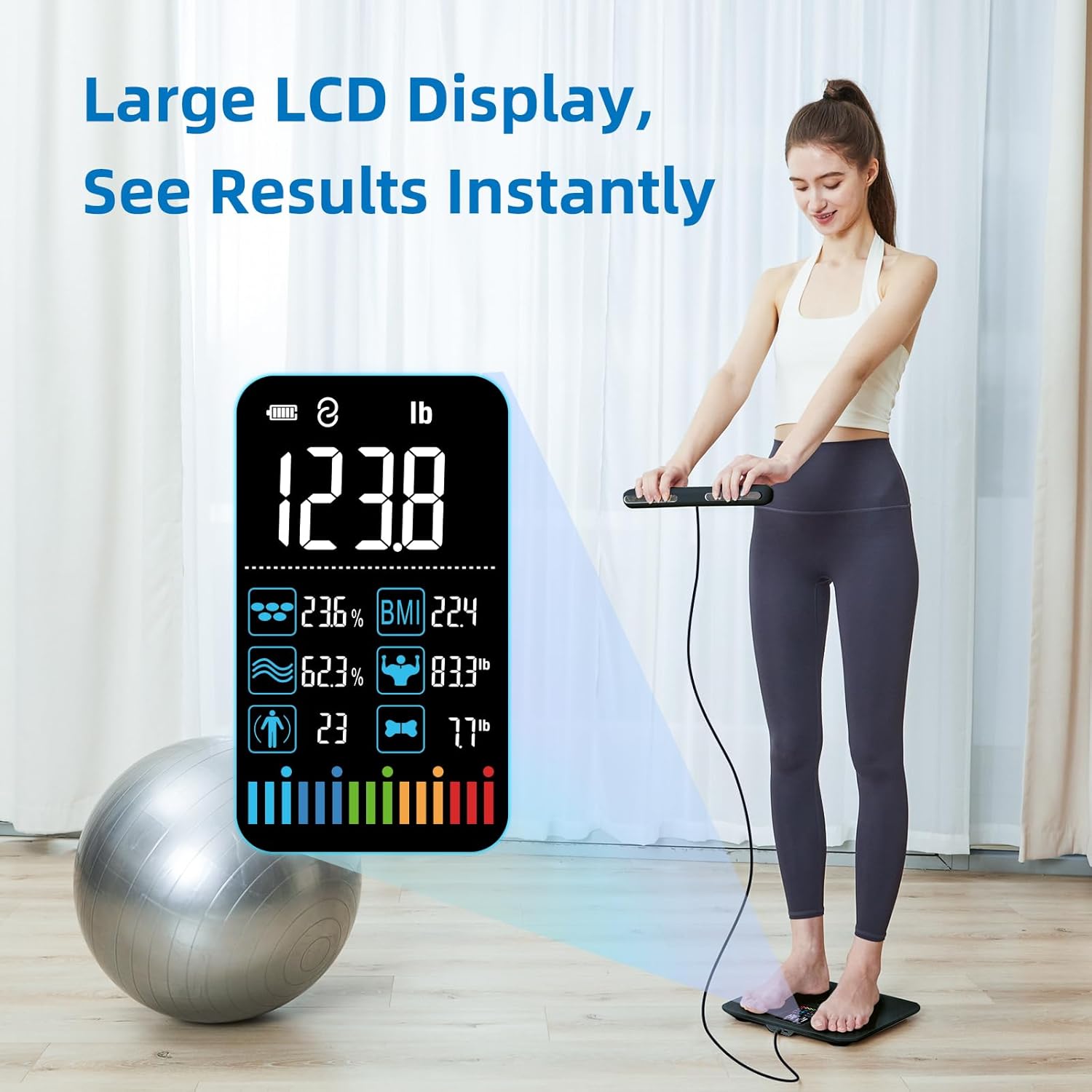 Lepulse Body Composition Scale 8 Electrode Smart Bathroom Scale with BMI and Body Fat


