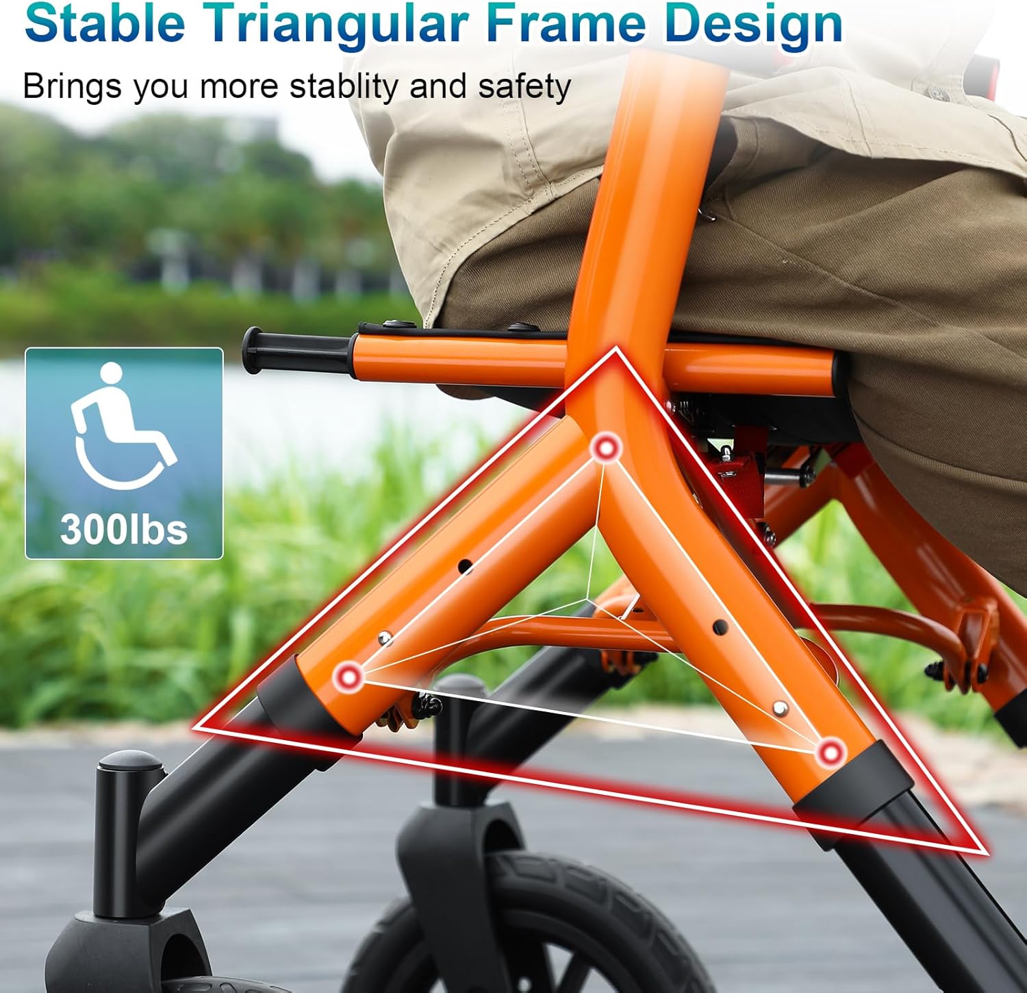 MAXWALK Rollator Walker with Seat, Tall All-Terrain 12-inch Rubber Wheels, Foldable

