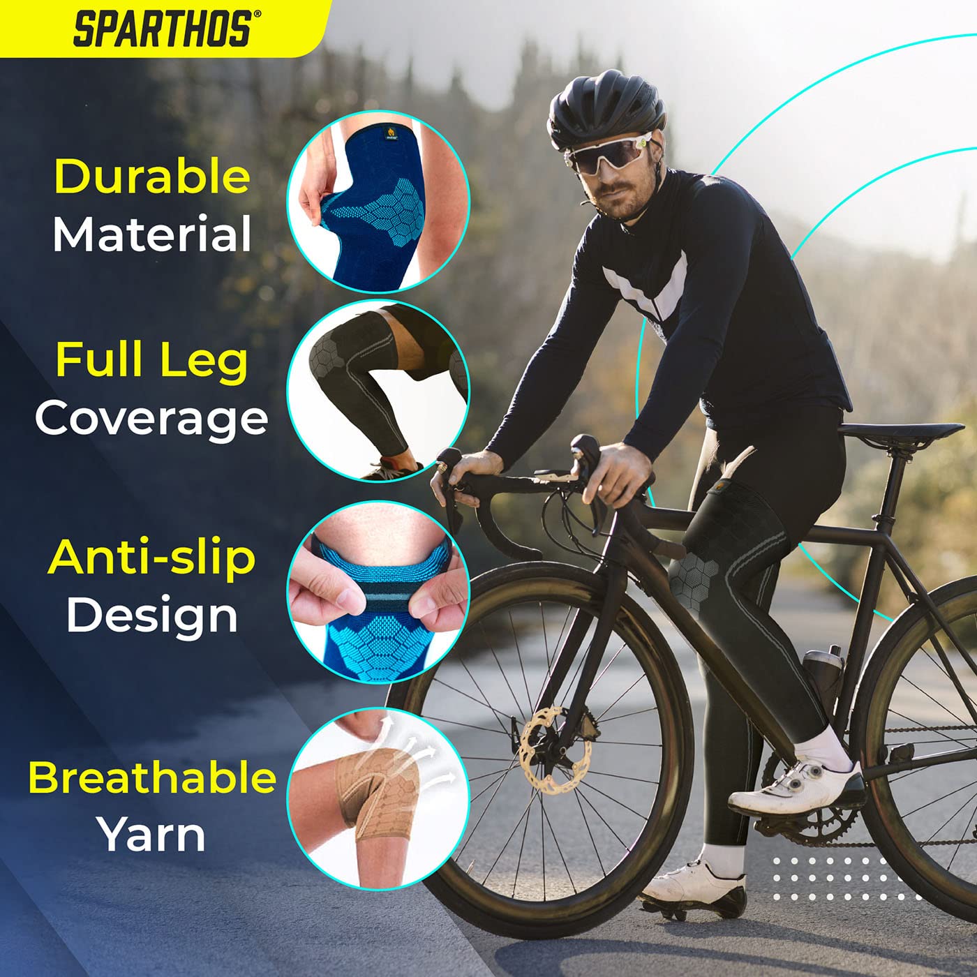 Sparthos Full Leg Compression Sleeves for Calf, Knee and Thigh Recovery Support


