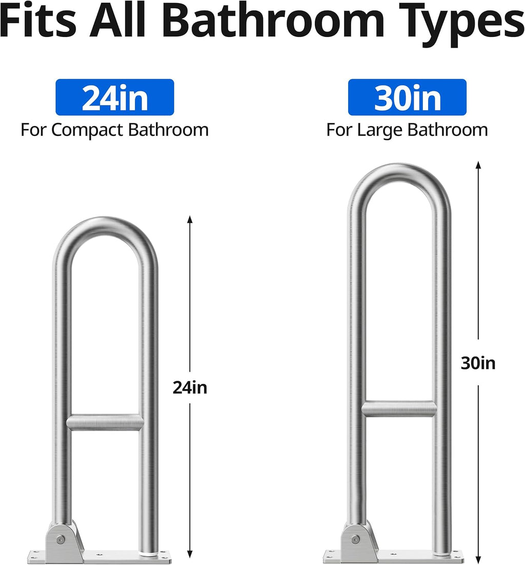 Toilet Grab Bar Bathroom Safety Handrail Wall Mounted, 304 Stainless Steel Flip-Up

