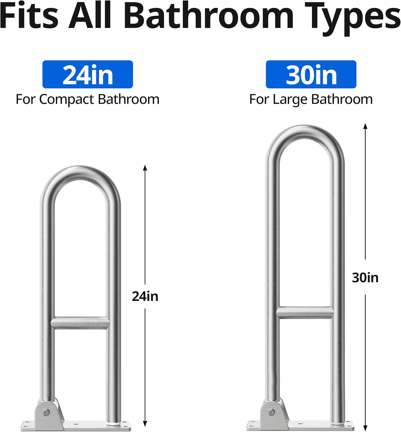 Toilet Grab Bar Bathroom Safety Handrail Wall Mounted, 304 Stainless Steel Flip-Up

