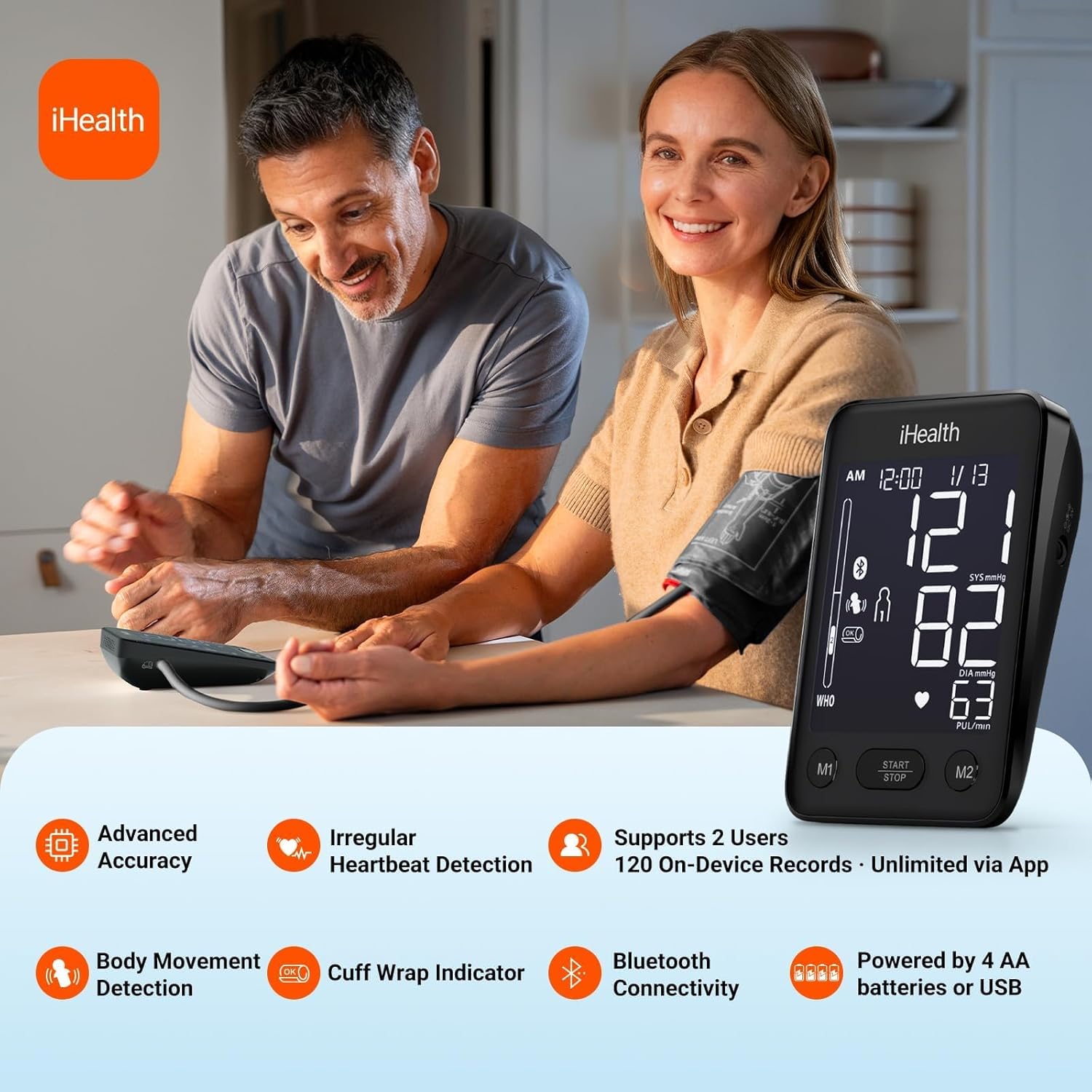iHealth Accu Blood Pressure Monitor, Large LCD, Bluetooth Sync, Irregular Heartbeat

