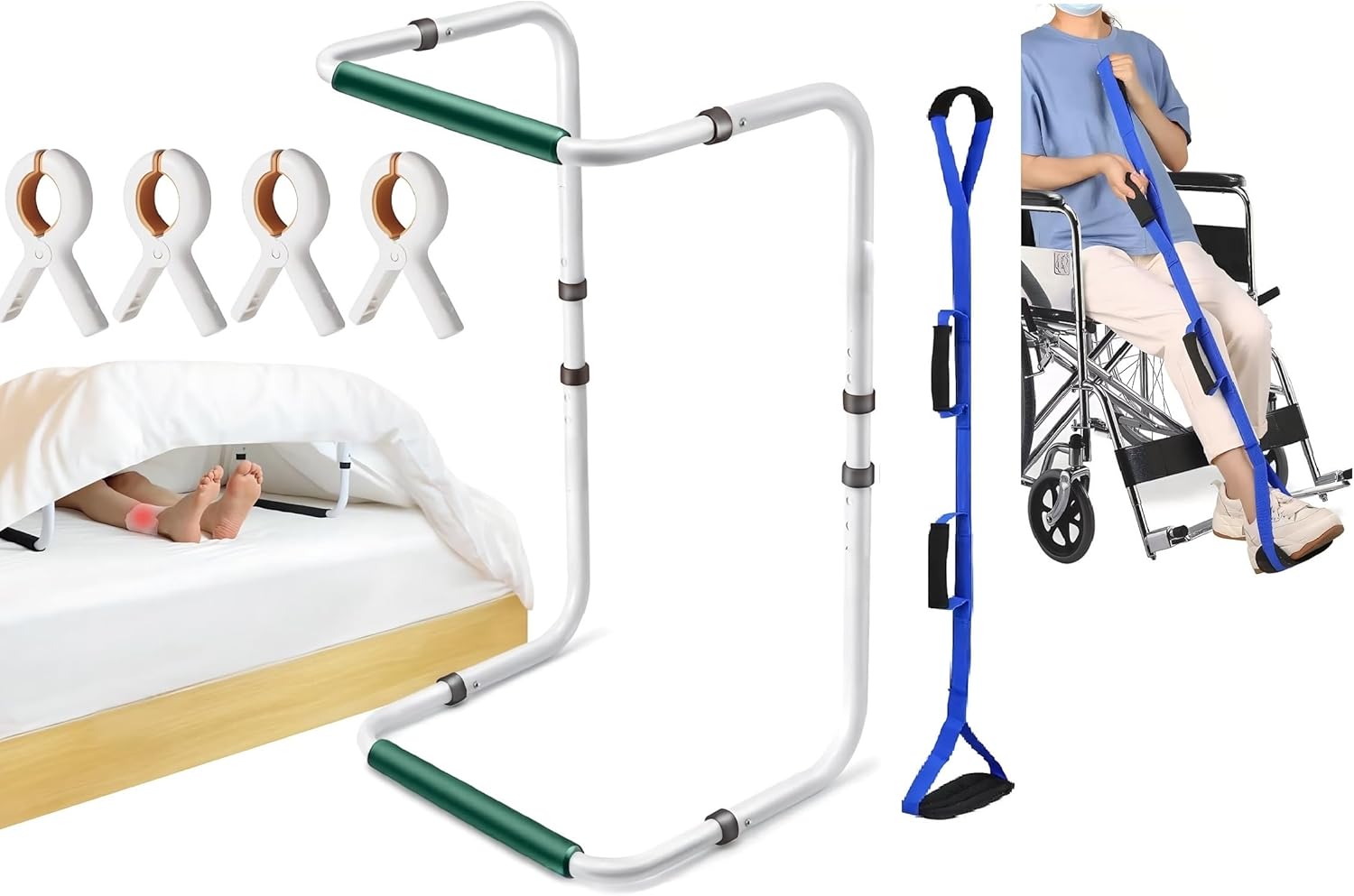 Bed Blanket Lifter Foot Bed Cradle Adjustable Height Carbon Steel Leg Recovery Strap

