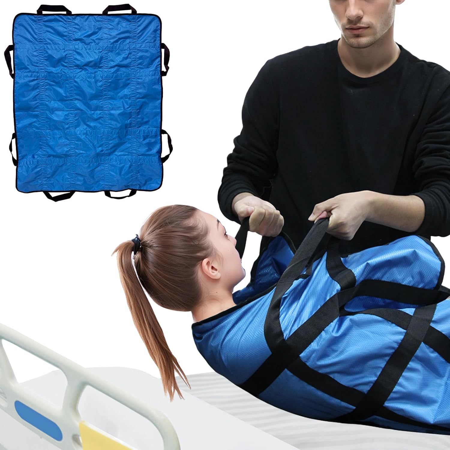 Reusable Patient Transfer Bed Pads with Handles, Washable Slide Sheets for Caregivers

